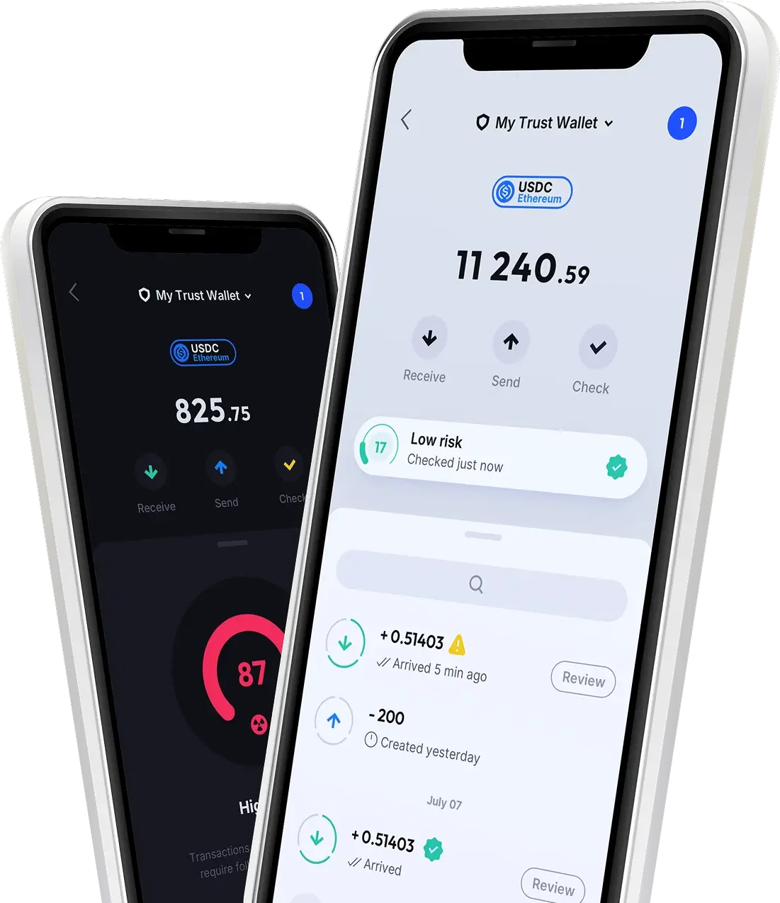 Crypto wallet app interface
